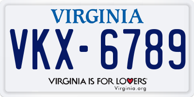 VA license plate VKX6789