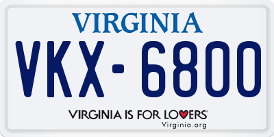 VA license plate VKX6800