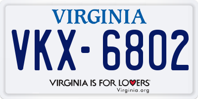 VA license plate VKX6802