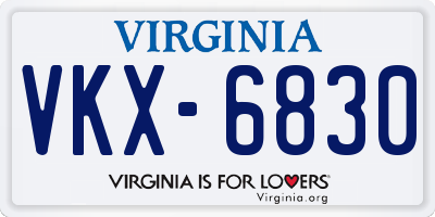 VA license plate VKX6830