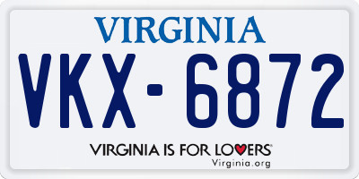 VA license plate VKX6872