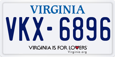 VA license plate VKX6896