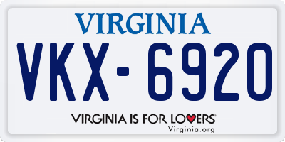VA license plate VKX6920