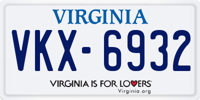 VA license plate VKX6932