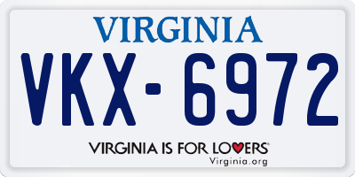 VA license plate VKX6972