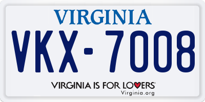 VA license plate VKX7008