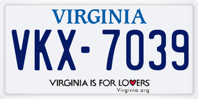 VA license plate VKX7039