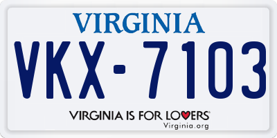 VA license plate VKX7103