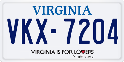 VA license plate VKX7204