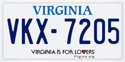 VA license plate VKX7205