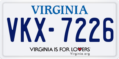 VA license plate VKX7226