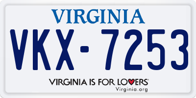 VA license plate VKX7253