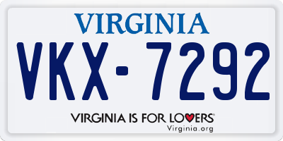 VA license plate VKX7292
