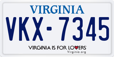 VA license plate VKX7345