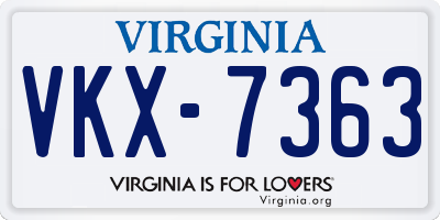 VA license plate VKX7363