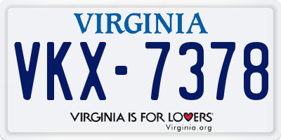 VA license plate VKX7378