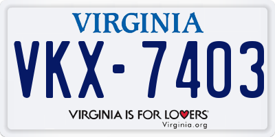 VA license plate VKX7403