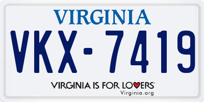 VA license plate VKX7419