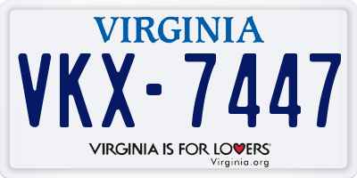 VA license plate VKX7447