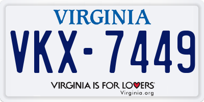 VA license plate VKX7449