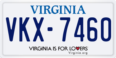 VA license plate VKX7460