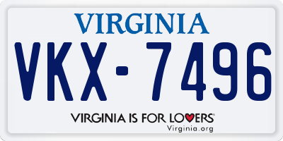 VA license plate VKX7496