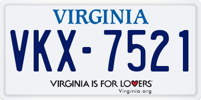 VA license plate VKX7521