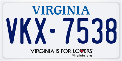 VA license plate VKX7538