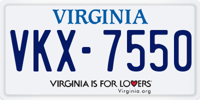 VA license plate VKX7550