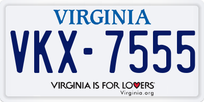 VA license plate VKX7555
