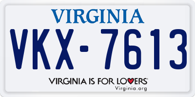 VA license plate VKX7613