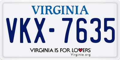 VA license plate VKX7635