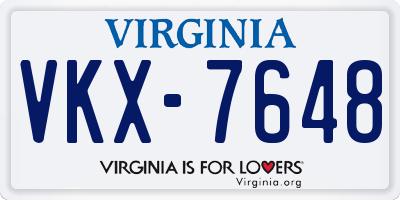 VA license plate VKX7648