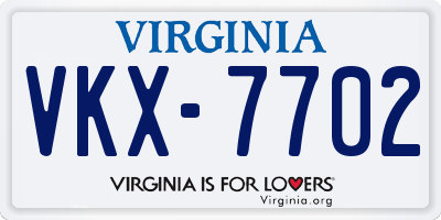 VA license plate VKX7702