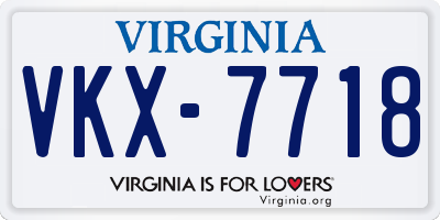 VA license plate VKX7718