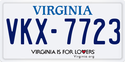 VA license plate VKX7723