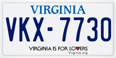 VA license plate VKX7730