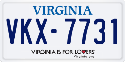 VA license plate VKX7731