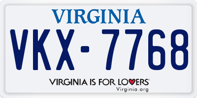 VA license plate VKX7768