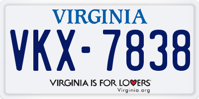 VA license plate VKX7838