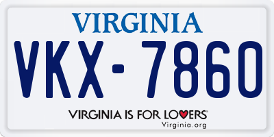 VA license plate VKX7860