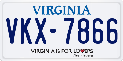 VA license plate VKX7866