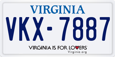 VA license plate VKX7887