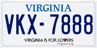 VA license plate VKX7888
