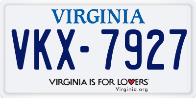 VA license plate VKX7927