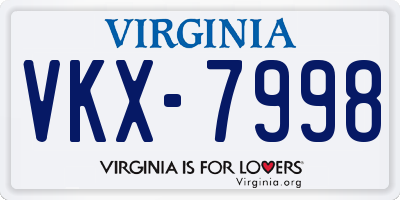 VA license plate VKX7998