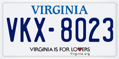 VA license plate VKX8023