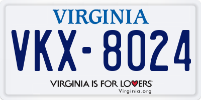 VA license plate VKX8024