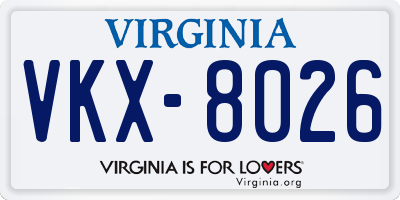 VA license plate VKX8026