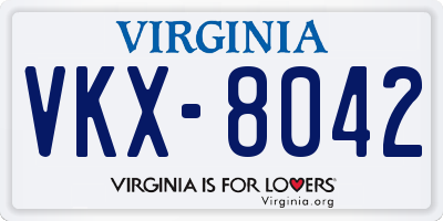 VA license plate VKX8042